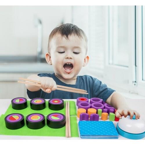 Montessori Wood Toys Puzzle Party Card Games Sushi Master Contest Competition Game Early Educational Kids Toy Japanese Food Gift