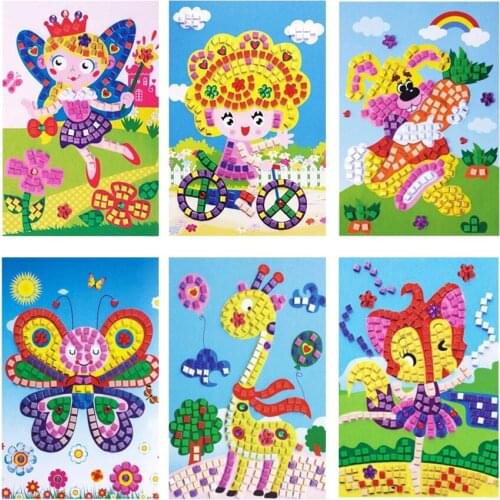 Baby Kids Developmental 3D Crystal Mosaics Art Cartoon Animal Sticker Mosaic Craft Puzzle Toys Kids Children Stickers Toy Gift