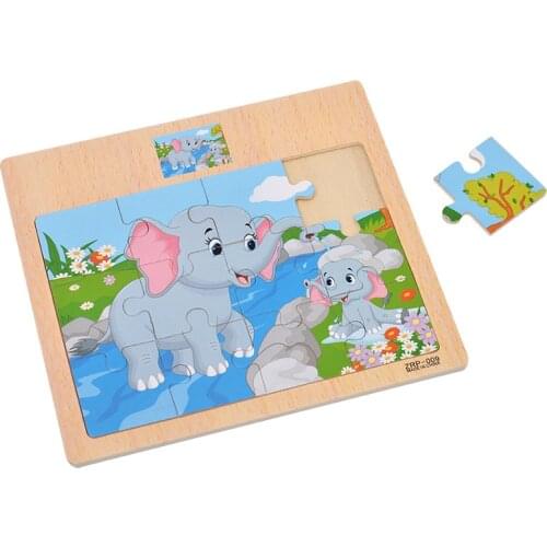 Kids Wood Puzzle Common Animal Jigsaw Puzzles Cartoon Cutely Traffice Cognitive Puzzle Education Developmental Toy for Children