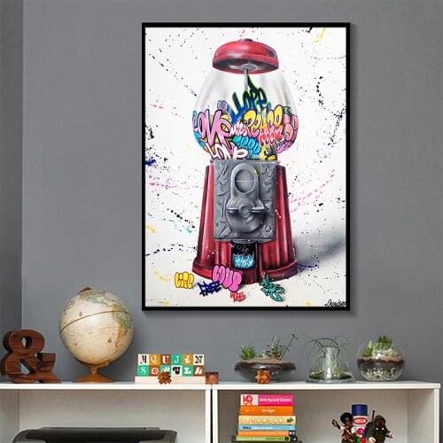 Graffiti Art Candy Machine Posters and Prints on The Wall Canvas Painting Street Wall Art Picture for Home Cuadros Decoration