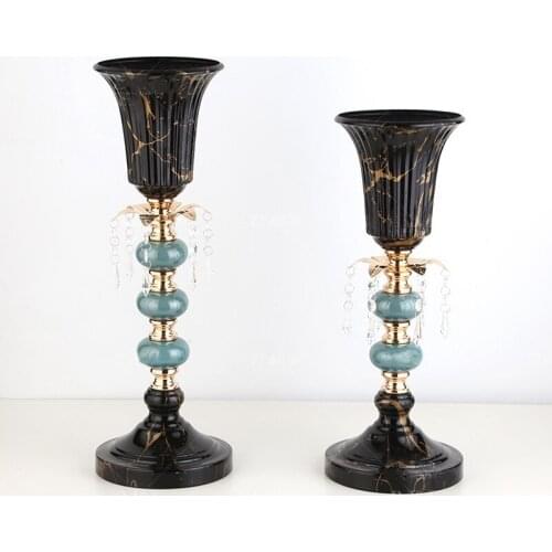 IMUWEN 10 PCS Tabletop Vase Metal Flower Road Lead Wedding Table Centerpiece Flowers Vases For Marriage Home Decoration