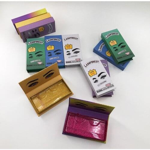 Custom Private Label Packaging Lashforest Lashes Boxes 10/30/50/100Pcs Empty Cases With Clear Tray For 15mm-25mm False Eyelashes