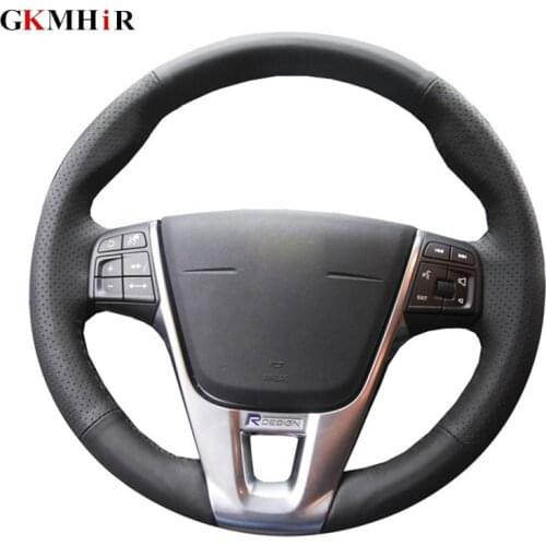 GKMHiR Artificial Leather Car Steering Wheel Cover for Volvo V40 XC60 S60 LV60 S80L Special hand-stitched Steering Covers