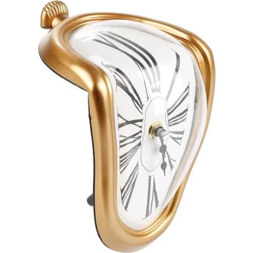 Creative Melting Time Warp Clock Roman Number Book Shelf Desk Decorative Gift Hanging Art Design Style Distorted Clock