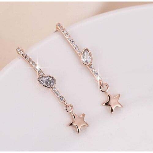 DE069 Fashion Street Shooting Refined Simple Style Leaf Bud Zircon Earrings Gift Party Banquet Woman Jewelry Earrings