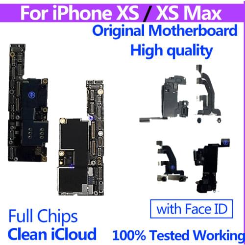 100%Original Free ICloud for Iphone XS Motherboard with/Without Face ID 64G 256G 512G Unlocked Main Logic Board Plate IOS tested