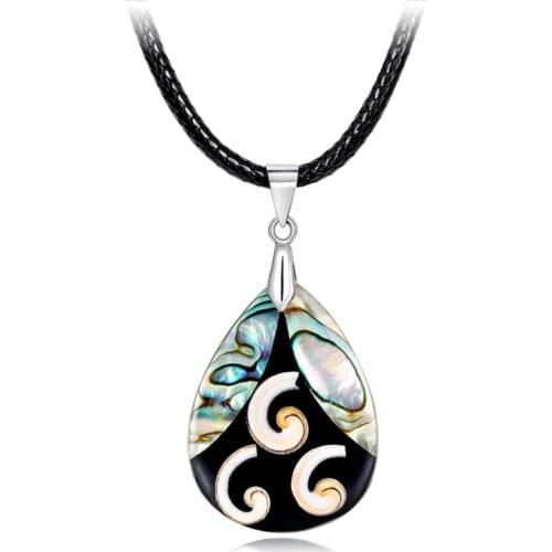 Abalone MOP Shell Alloy Teardrop Pendant Bead Natural Gem Water Drop Paua Necklace Women Men Reiki Jewelry