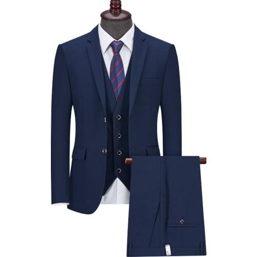 Jacket+Pants+Vest) Mens Luxury Suits 2021New Arrival One Button Wedding Mens Tuxedo Groomsman 3 Pcs Custom Made Solid Suits