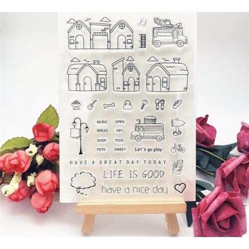 Hot selling houses alphabet transparent clear stamp / silicone seal roller stamp DIY scrapbook album / card production