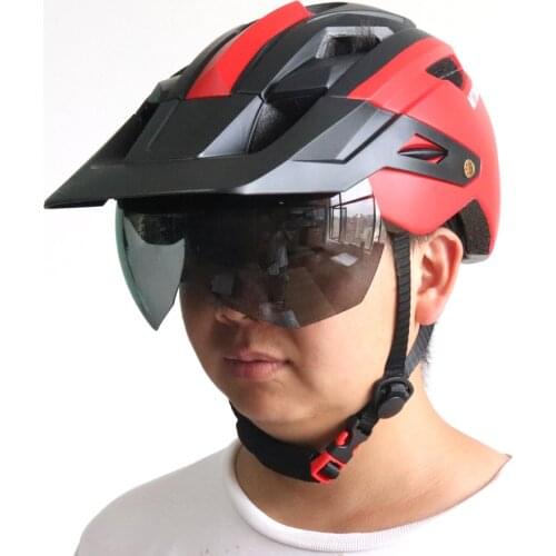 Ultralight Cycling Safety Helmet Outdoor Motorcycle Bicycle Taillight Helmet Removable Lens Visor Mountain MTB Bike Helmet