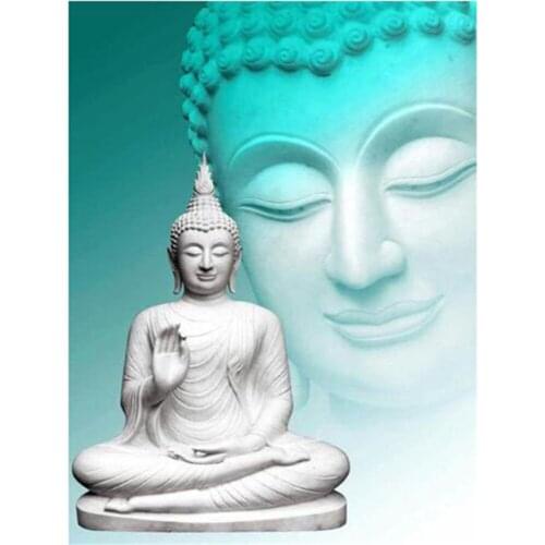 Buddha Printed Water-Soluble Canvas 11CT Cross Stitch Full Kit DIY Embroidery DMC Threads Handiwork Painting Decor