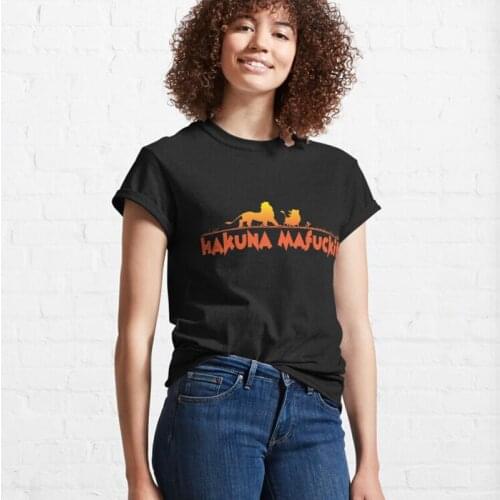 Womens T-shirt The Lion King Summer Short Sleeve Tops Hakuna Matata Goth Streetwear 90s Girls Disney Cartoon Kawaii Female Tees