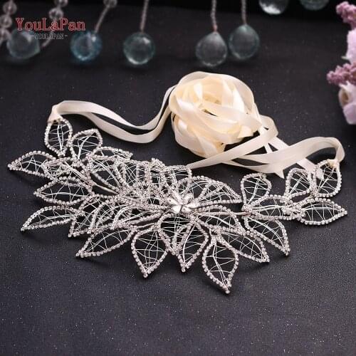 YouLaPan SH256-S Silver Sparkly Belt for Dress Wedding Belt for Dress Womens Belts for Dresses Floral Belt Sash Rhinestone Belt