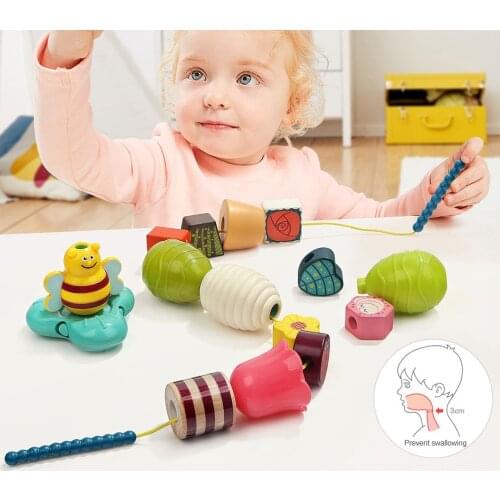1pcs Cartoon Bee Lacing Beads Kids Fine Motor Skills Toys Stringing Beads For Kids Birthday Gift