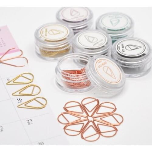 10pcs/box Simple Cute Water Drop Shape Paper Clip Seven Color Selection Book Markers Stationery