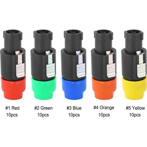 10PCS C-NL4FC Audio Speaker Connector Waterproof 4 Pin Speakon Plug Cable Connector