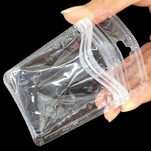 200Pcs/Lot Transparent Self Seal Small Plastic Zip Lock Packing Bag With Hang Hole Clear Poly Grocery Package ZipLock Pouch Bags