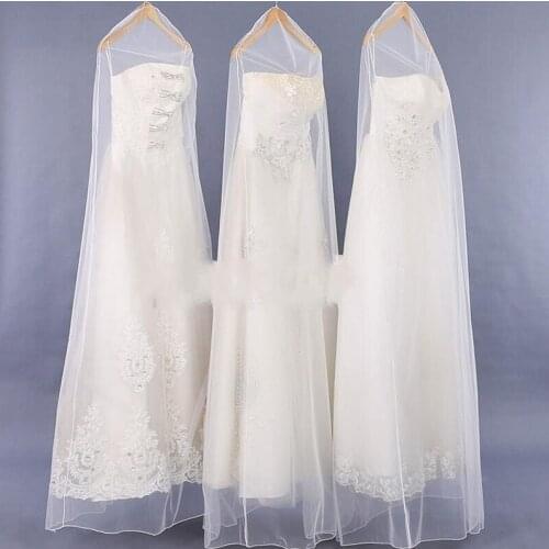 50pcs High Grade Transparent Wedding Dress Dust Cover Soft Tulle Garment Bags Bridal Gown Net Yarn Bag 160cm 180cm