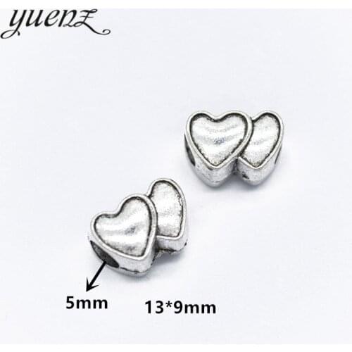 YuenZ 8pcs Antique Silver color Big Hole Heart-shaped Beads Fit European Charm Jewelry Accessories DIY Findings R196