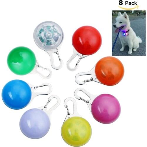 Dog LED Glow Collar Light Pendant Pet Night Out Security Lights for Dogs Anti-Lost 3 Flashing Mode Assorted Colors 8pcs