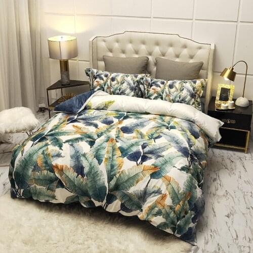 In autumn and winter, velvet warm and soft bedding suit, large size 4-piece bird and mosaic pattern dark down quilt cover, bed s