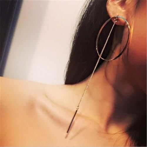 Punk Gold Big Circle Metal Long Dangle Earrings For Women Bohemian Party Exaggerated Fashion Jewelry