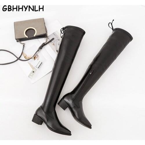 Black long overknee boots women shoes woman pu snow boots plush fur boots ladies shoe knee high boots bottines femme LJA886