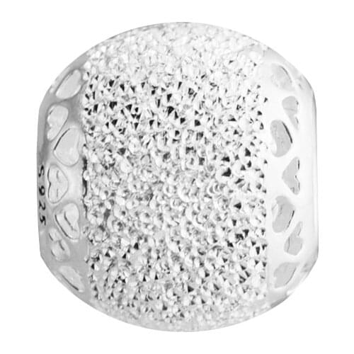 CKK 925 Sterling Silver Beads Glittering Texture Heart Charms Beads Fit Pandora Bracelet Women DIY Jewelry Wholesale