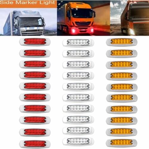 30x 12 LED light 12v 24V White Red amber Truck Trailer Pickup Side Marker Indicator Lamps caravan tractor