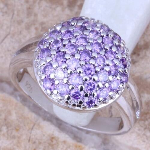 Perfect Purple Cubic Zirconia Silver Plated Womens Fashion Ring Size 5 / 6 / 7 / 8 / 9 R0812