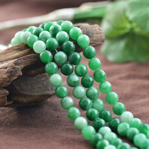 Joanlyn Grade A Natural Multi Tones Green Jade Beads 6mm 8mm 10mm 12mm Smooth Polished Round 15 Inch Strand JA26