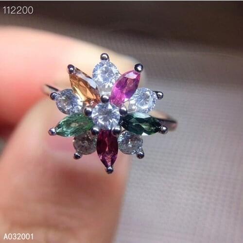 KJJEAXCMY fine jewelry natural Tourmaline 925 sterling silver new women gemstone ring support test trendy