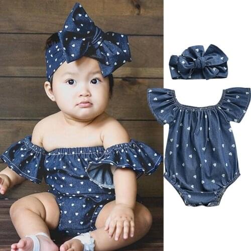 0-24M Newborn Infant Kid Baby Girls Romper +Headband Clothes 2pcs Set Outfit