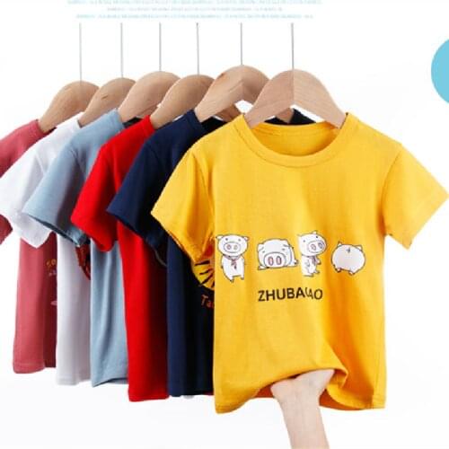 Summer Childrens Cartoon Short-Sleeve T-Shirt Lycra Cotton Top Comfortable Bottoming Loose Baby Clothes 2021