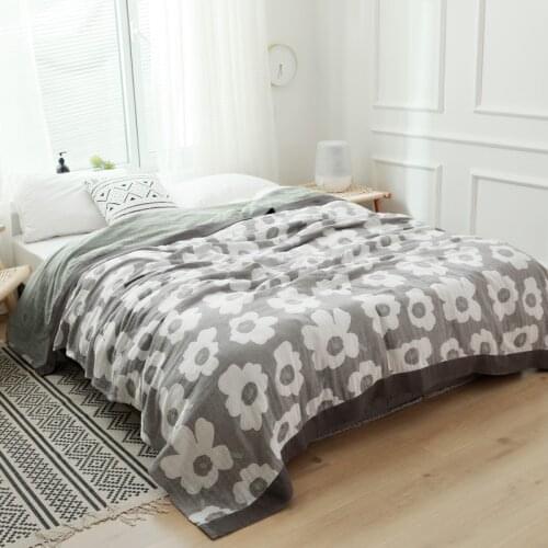 5 Layers Travel Queen King Size Summer Air-conditioning Bed Sheet Muslin Cotton Throw Blanket for Beds Courtyard