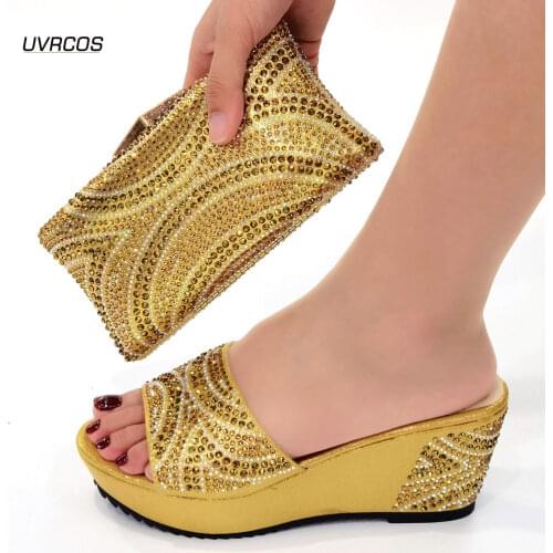 Fashion Italian Women Wedding Pumps With Purse Hot Sale Fashion Stone Shoes and Bag Set for Evening Party Ladies Sexy High Heels