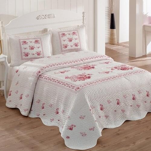 My blanket Flower Pink Double Personality Quilted Bedspread Washable & Ironed Breathable Micro Fabric Suit Discount Price