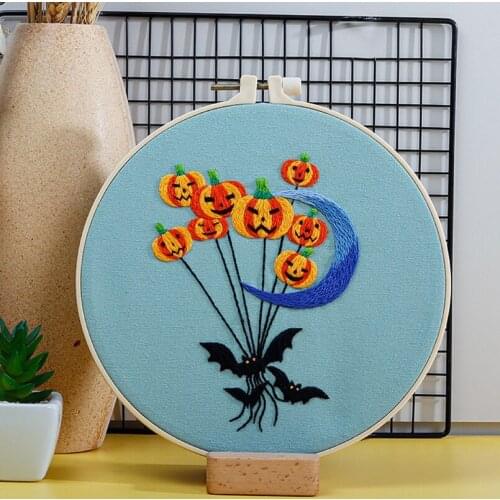 Halloween Embroidery Kits for Beginners Handmade Embroidery Set DIY Craft Kits Embroidery Decoration English Instructions