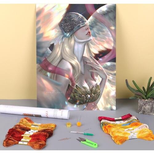 Cartoon Girl Woman Printed 11CT Cross-Stitch DIY Embroidery Full Kit DMC Threads Painting Handmade Sewing Handiwork Package