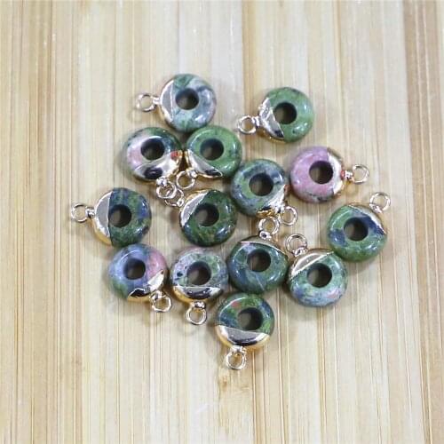 Natural Flower Green Agates Crystal Abacus Shape Large Hole Stone Bead Pendant Size 4x10mm, Used To Make Earrings and Necklaces