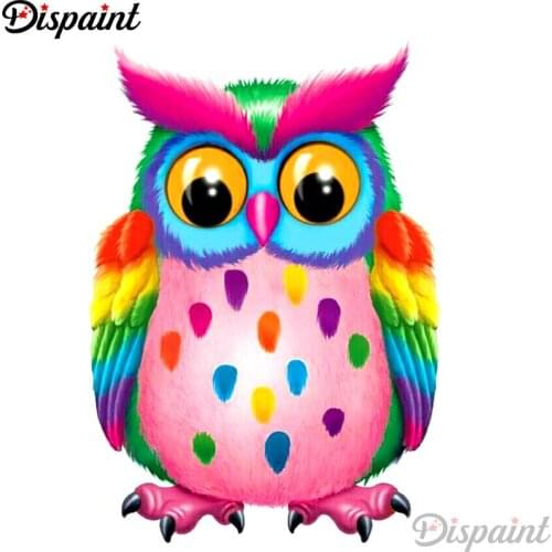 Dispaint 5D Diamond Painting Full Drill Diamond Embroidery "Colored owl" Picture Of Rhinestone Handmade Home Decor A12569