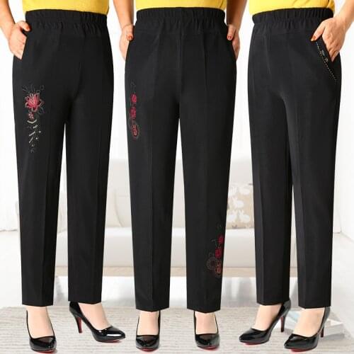 New fashion women long pants mother High Waist clothing winter trousers add wool plus size legging Elastic Waist Pants M-5XL