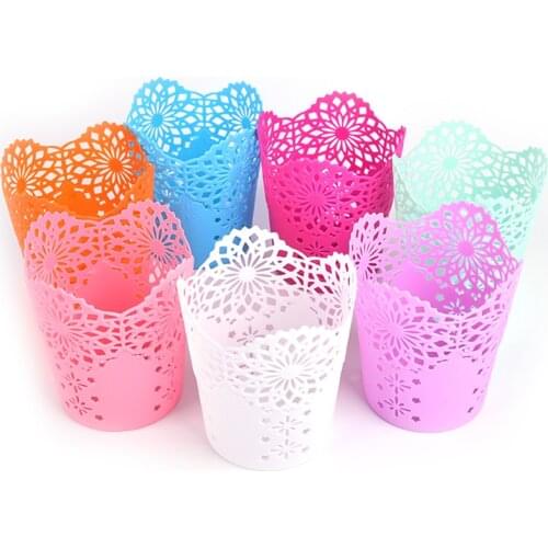 1PC Storage Organizer Hollow Rose Flower Pen Case Pencil Stand Container Stationary Study Round Pen Holders