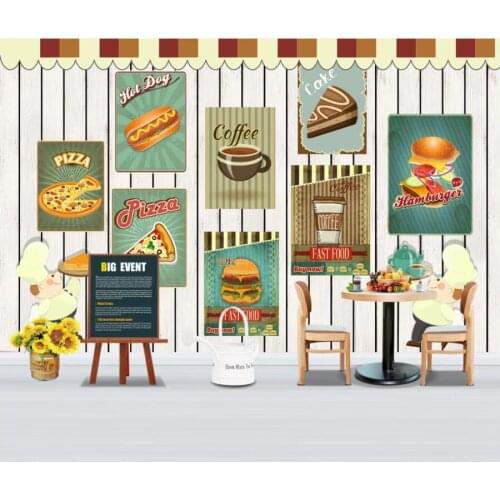 Custom photo 3d wallpaper Hand drawn wood grain pizza restaurant home decor background living room wallpaper for wall 3 d