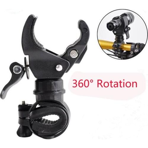 Portable Bike Front Light Stand Holder Flashlight Bicycle Light LED 360 ​​Degree Rotation Cycling Lamp Mount Bracket Black 2020
