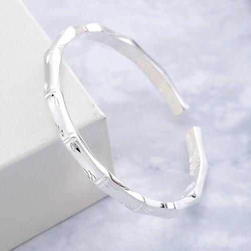 Simple Bamboo Bracelet Fashion Personality Solid Frosted Face Open Bracelet Charm Womens Bracelet Wedding Jewelry Birthday Gift