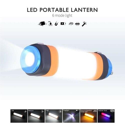 Mosquito Repellent LED Camping Light Multifunction 6 Modes Warning Flashlight Used as Power Bank Waterproof IP68 Tent Lamp
