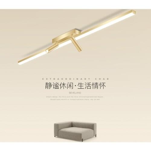 Modern LED Ceiling Lamp for Living Room Decoration Corridor Ceiling Chandelier with Two Spotlights Golden Home Decor Lighting