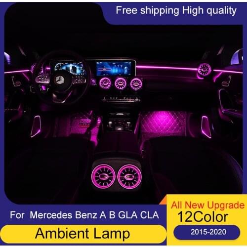 Upgrade 12 /64 colors Ambient light For W117 W176 mercedes benz CLA GLA A B class W177 Atmosphere Lamp advanced light cover