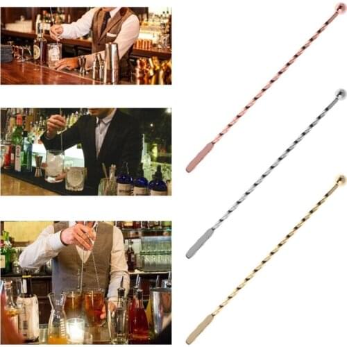 VFGTERTE 1PC Swizzle Sticks Stainless Steel Muddler Threaded Swizzle Stick Coffee Cocktail Stirring Bar Tool